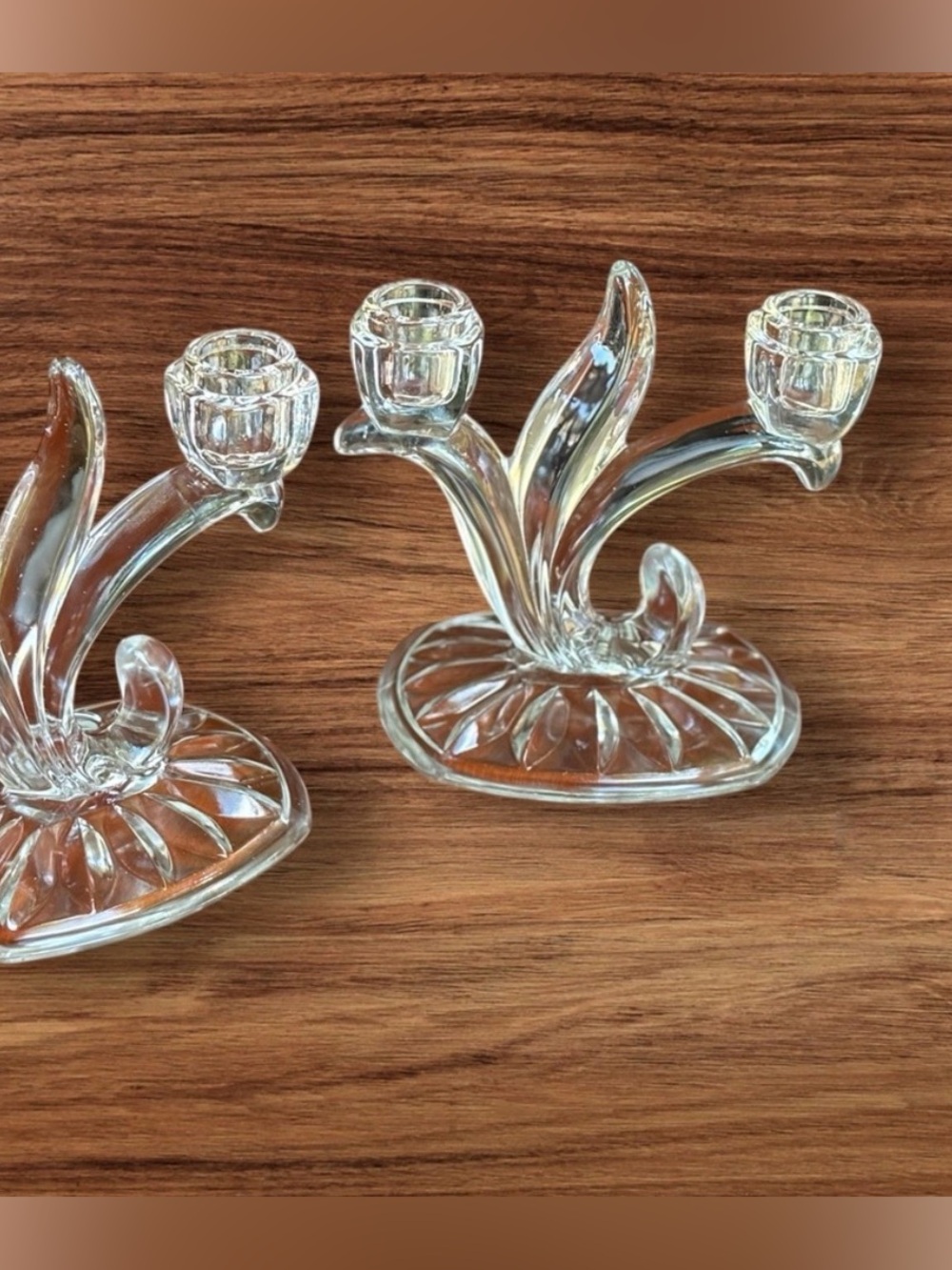 Indiana Glass “Lotus Blossom” Set of 2 Double Candlesticks Candelabra